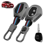 FABTEC Car Key Cover Compatible with Suzuki Swift | Dzire | WagonR | Baleno | Ertiga | Alto | Fronx | Brezza | Ignis | Ciaz | Celerio – Metal Silicone TPU Protective Shell with 2 Smart Button (Black)